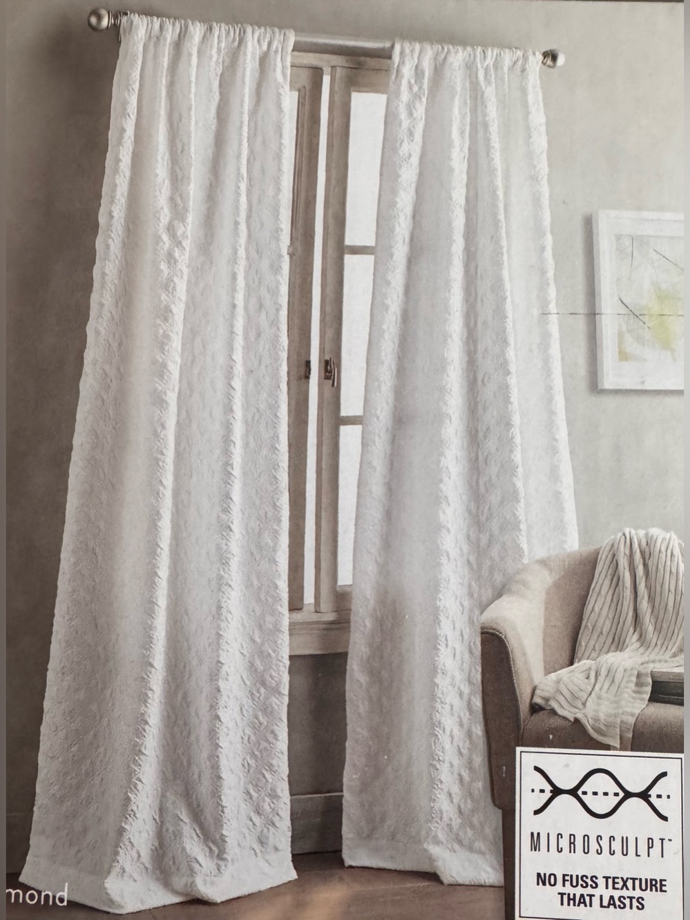 NWT- Peri Home White Textured Two-Paneled Curtain Set - Picture 3 of 6